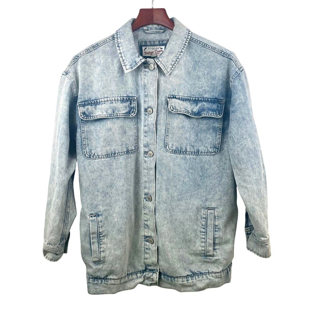 VTG 90s Mens Jacket Sz S Oversized Denim Streetwear Workwear Utility Jean Grunge